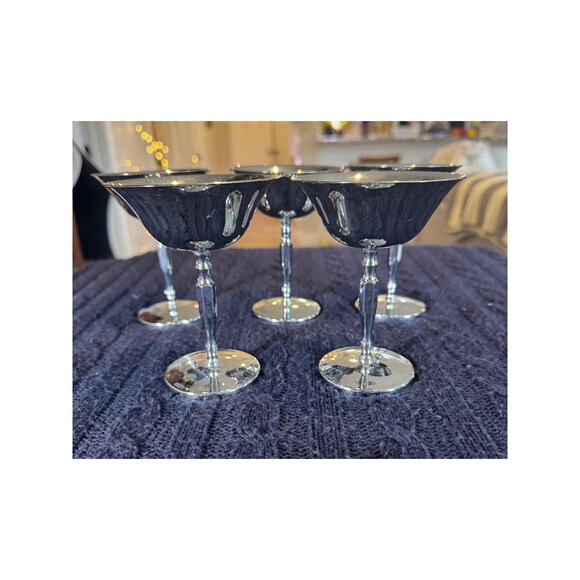 Farberware Other - Vintage Farberware chrome coupe set of 5 mid-century modern cocktail glasses